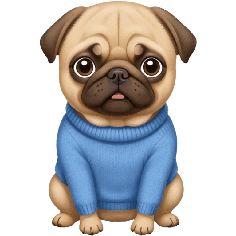 pug in a blue sweater emoji