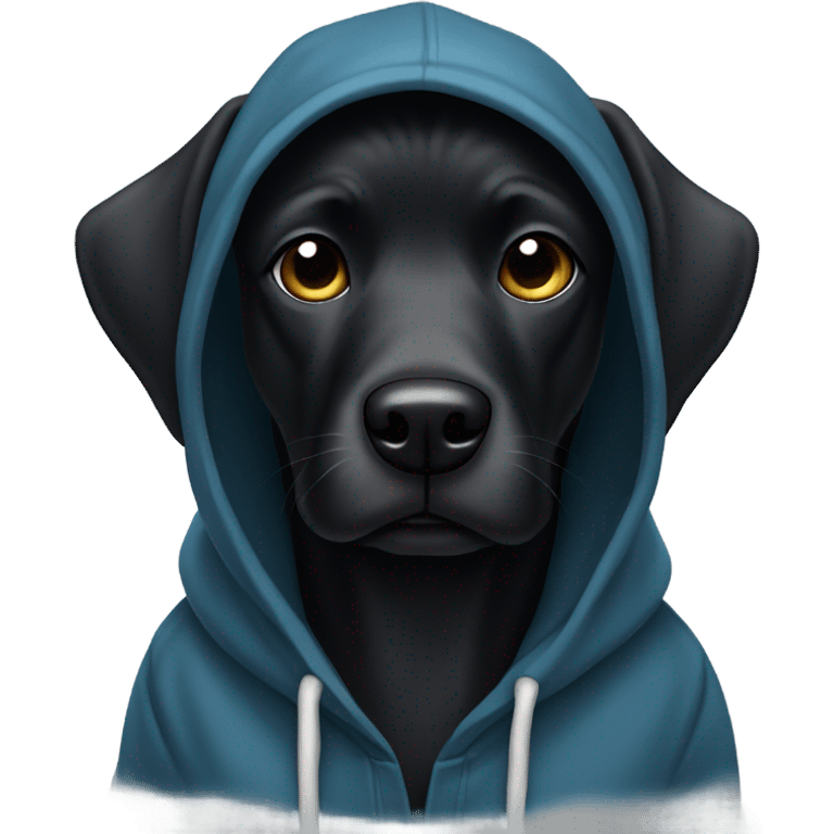 black dog wearing a hoodie emoji