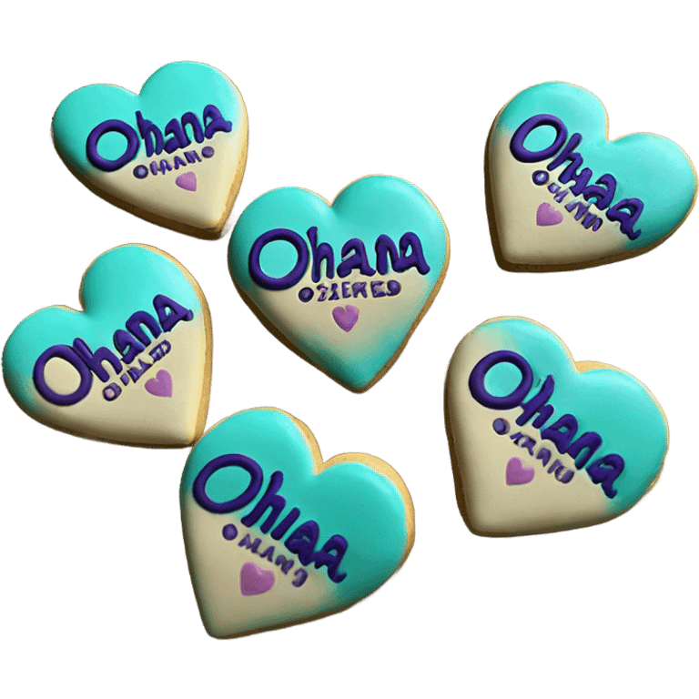 Teal purple Cookie heart with ohana emoji