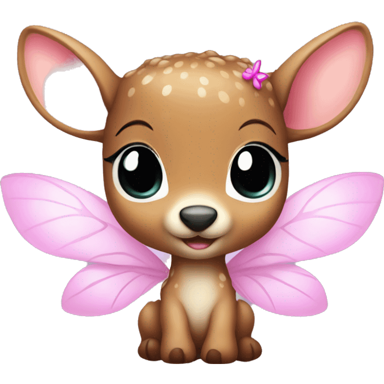 baby deer with fairy wings and a pink bow around its neck  emoji