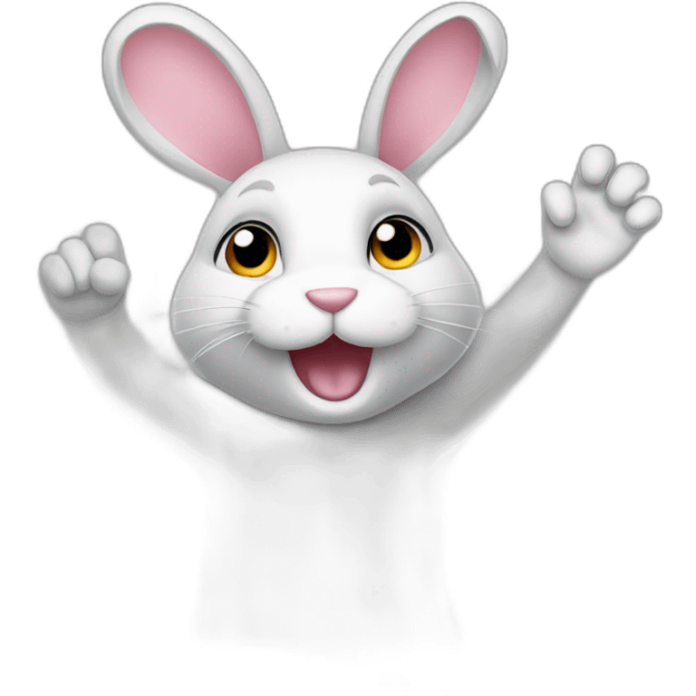 A bunny with a raised hand  emoji