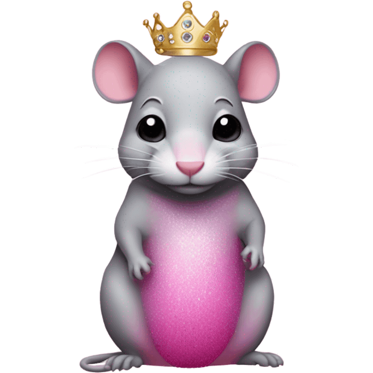 Pink ombre rat with tiara and glitted emoji