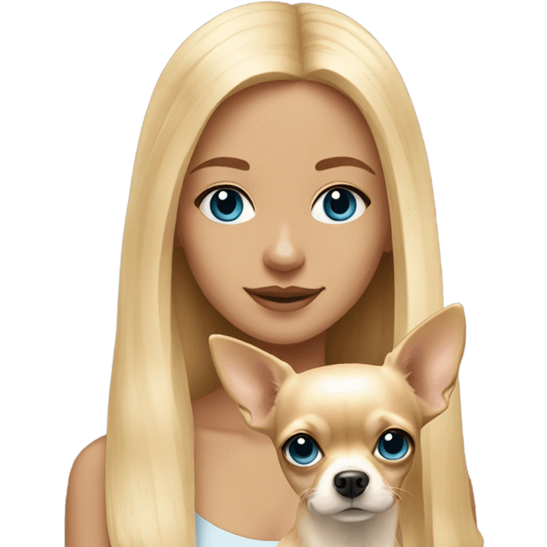 Blonde girl blue eyes with beige longhair chihuahua emoji