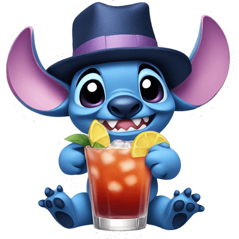 Stitch from Disney with hat and cocktail  emoji