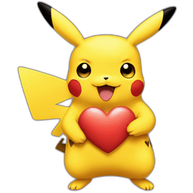 Pikachu holding a heart emoji