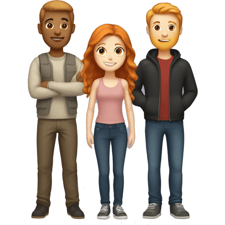 A couple with a ginger girl and brunette boy emoji