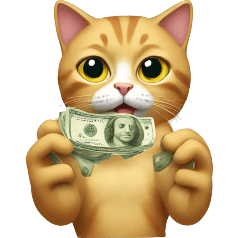 Cat with money hands emoji