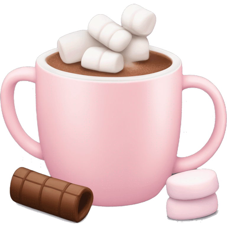 Light Pink mug of hot chocolate with marshmallows  emoji