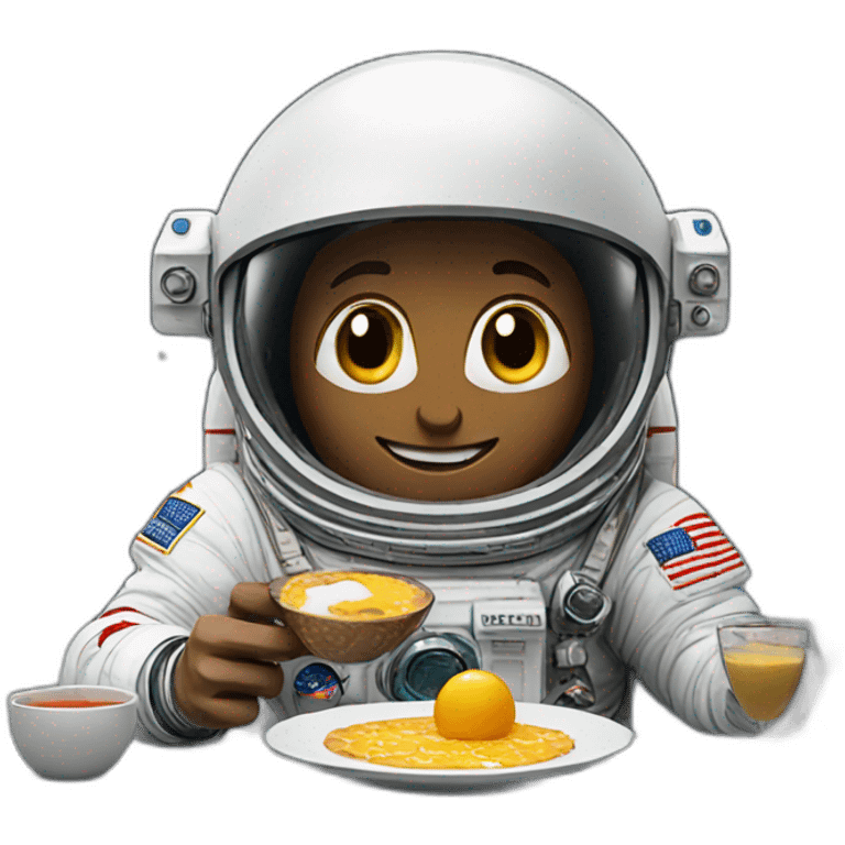 Astronaut enjoying breakfast in space emoji