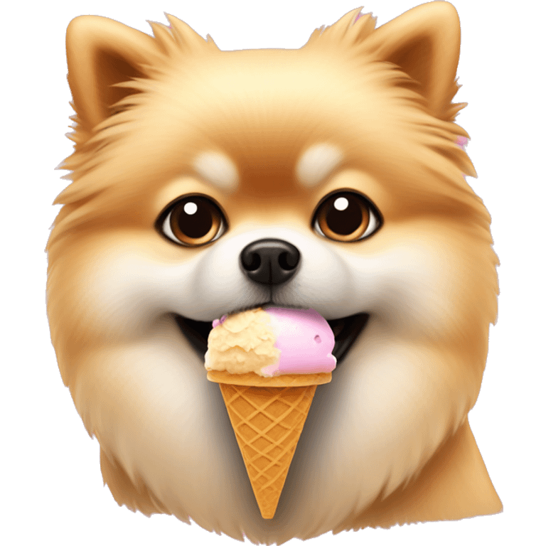 Pomeranian eating ice cream  emoji