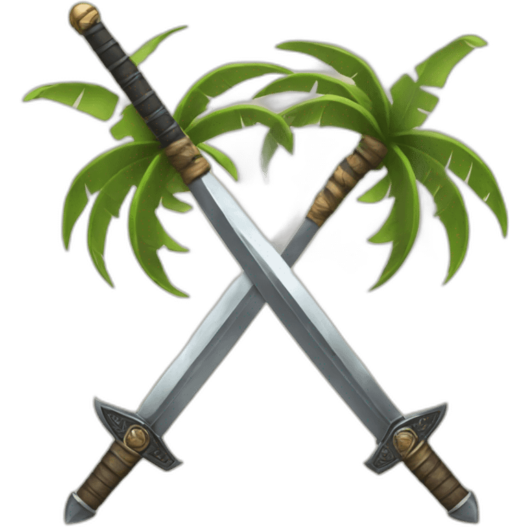 two swords with a palm tree in the middle emoji