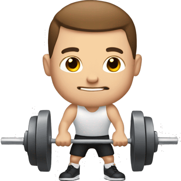 white man brown haired lifting weights emoji