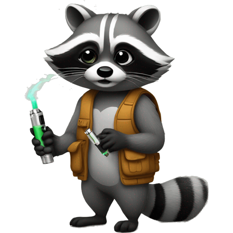 raccoon with an electronic cigarette emoji