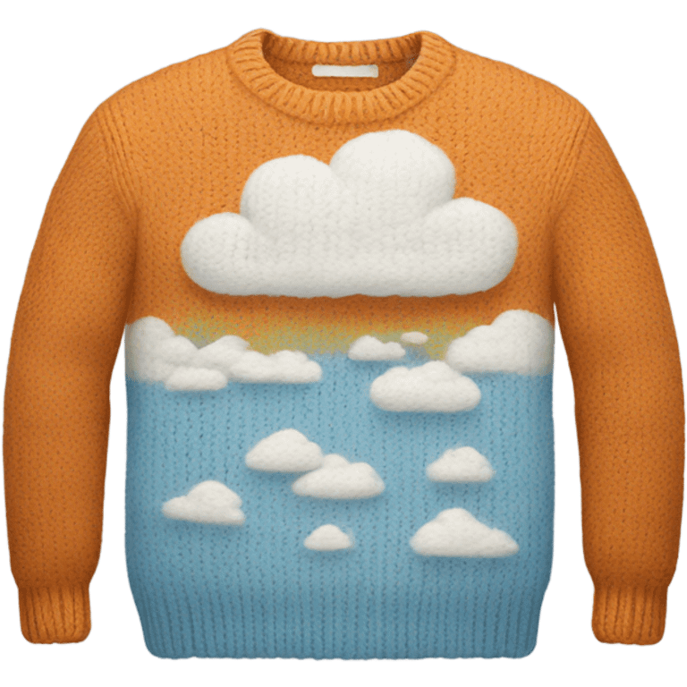 Knit sweater with cloud design emoji