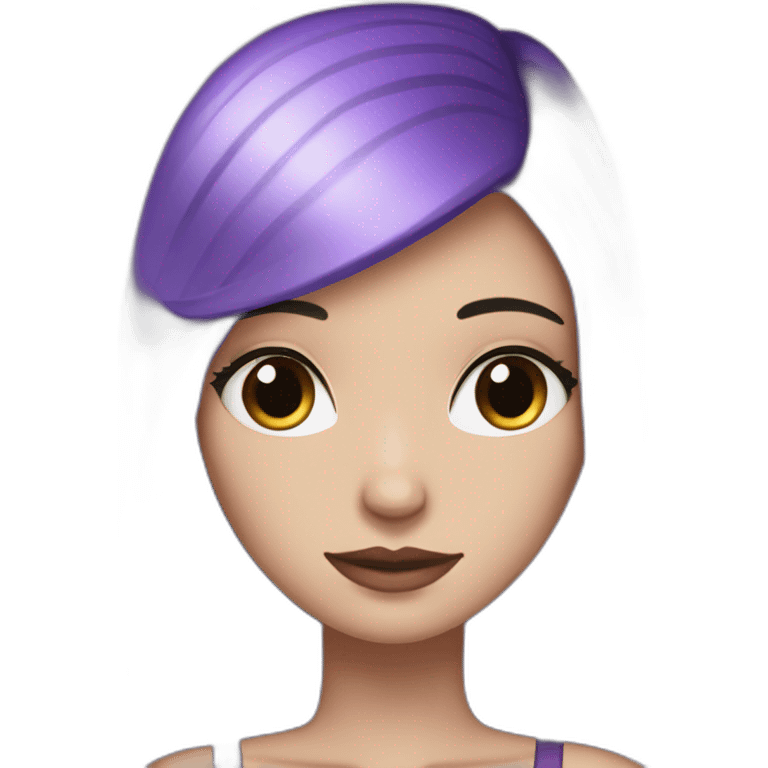 White girl with long straight black and purple hair Raven Queen emoji