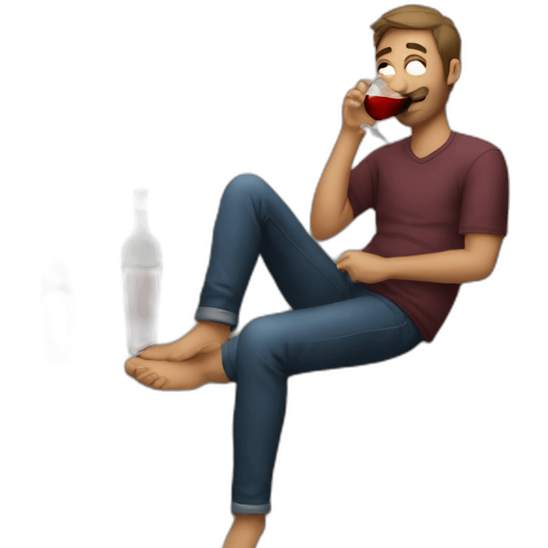 guy on couch drinking wine emoji