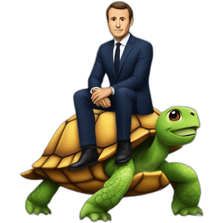 Macron sur une tortue emoji