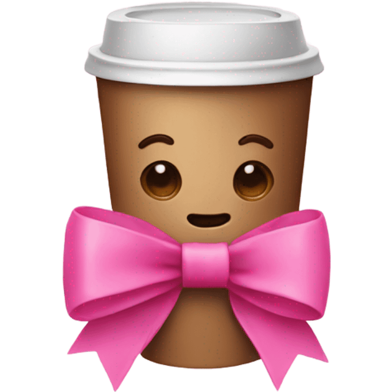 Coffee wrapped in a pink bow emoji