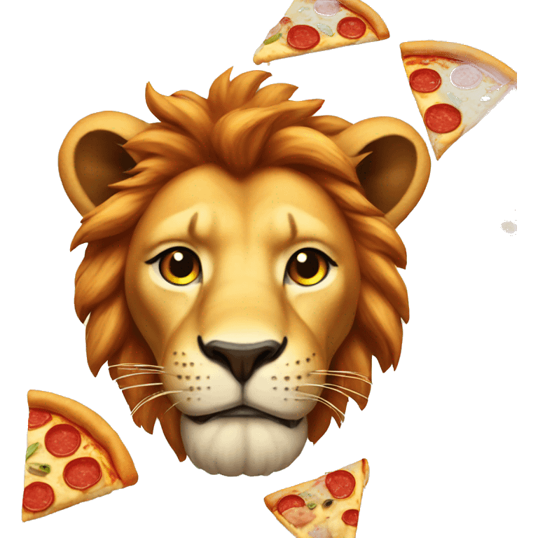 Lion with pizza on head emoji