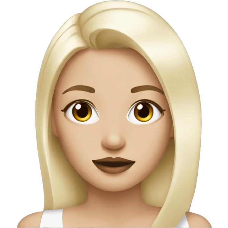 White blonde girl doing makeup emoji