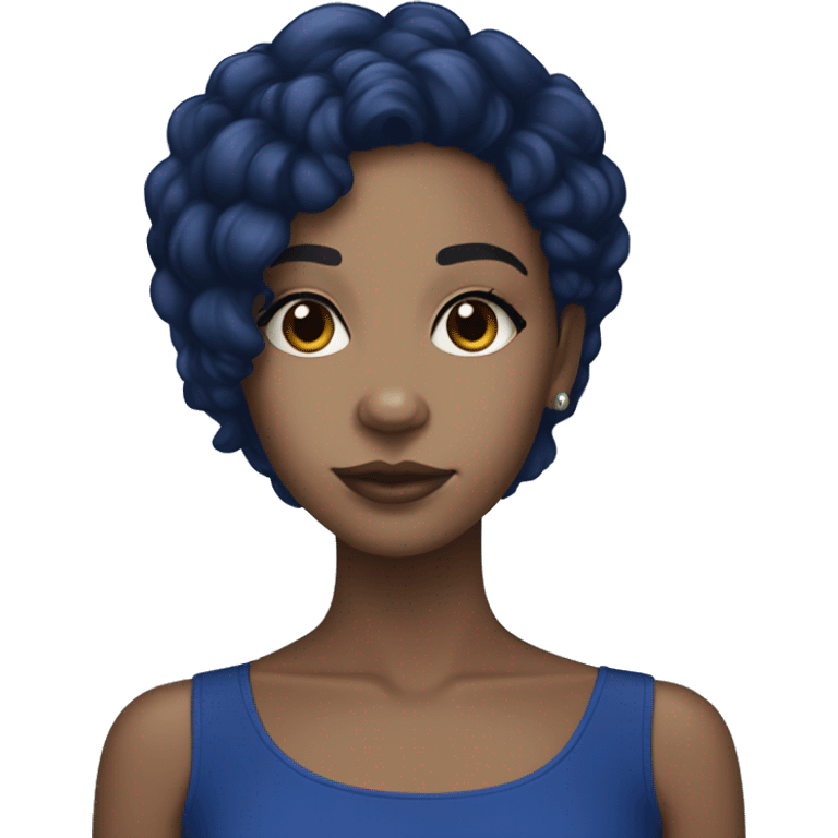 Lightskin black girl with dark royal blue hair  emoji