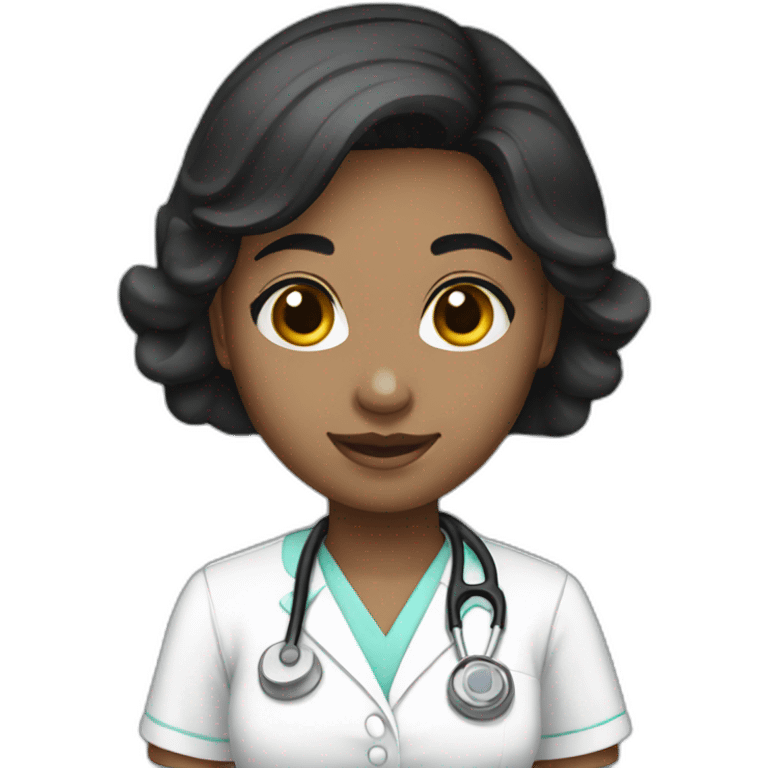 nurse white skin black hair girl single emoji emoji