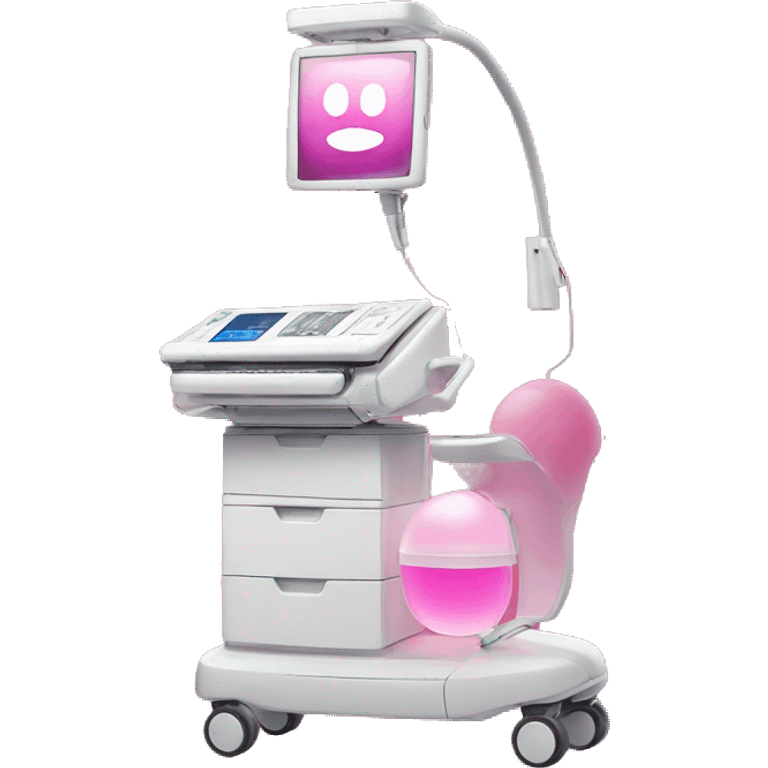 Pink ombre ultrasound machine with glitter on wheels emoji