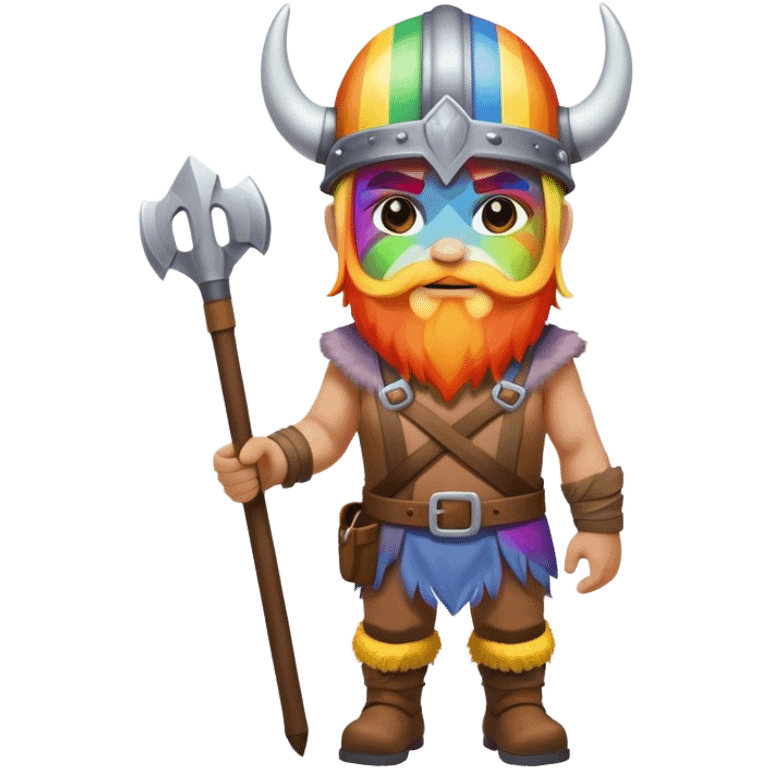 rainbow skin face road builder full body as a viking emoji