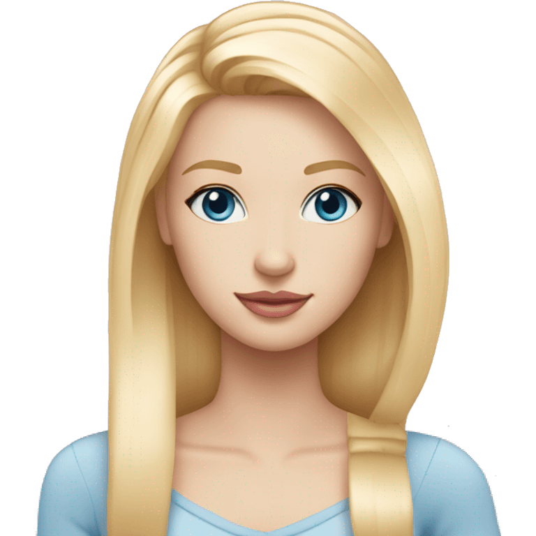 Pretty blonde girl with blue eyes light pink lips and very blonde straight hair emoji