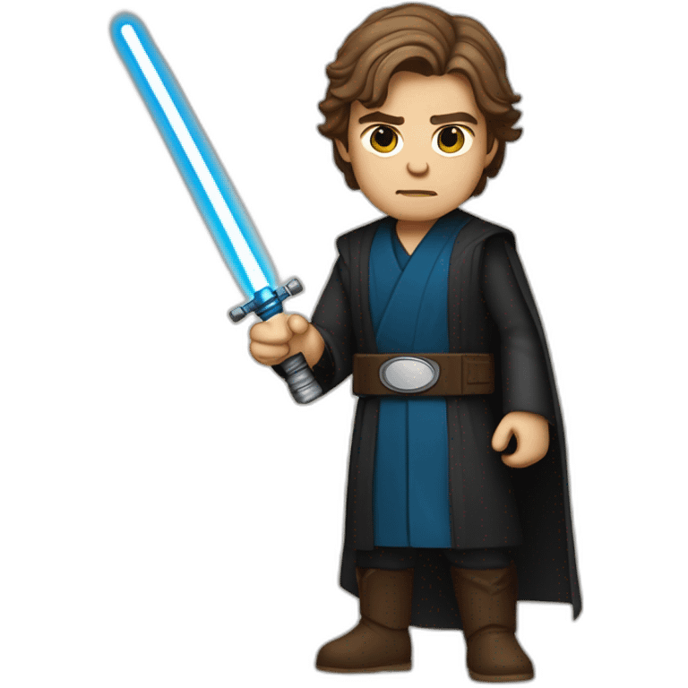 Anakin Skywalker with a blue lightsaber in his right hand and a scotch whiskey glass in his left hand emoji