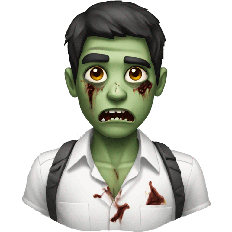 boy zombie with dark hair and white shirt emoji