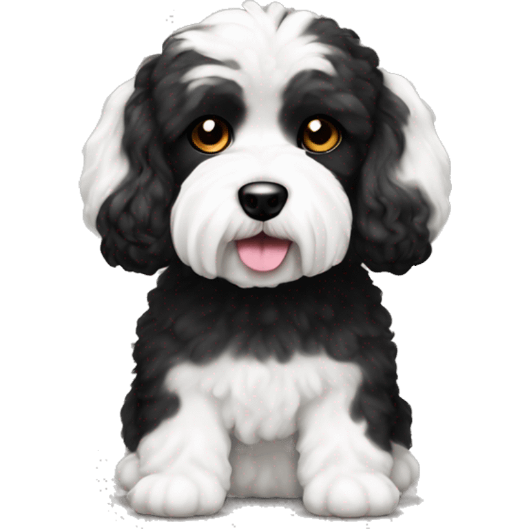 White face dog with black ears, Malti poo breed emoji