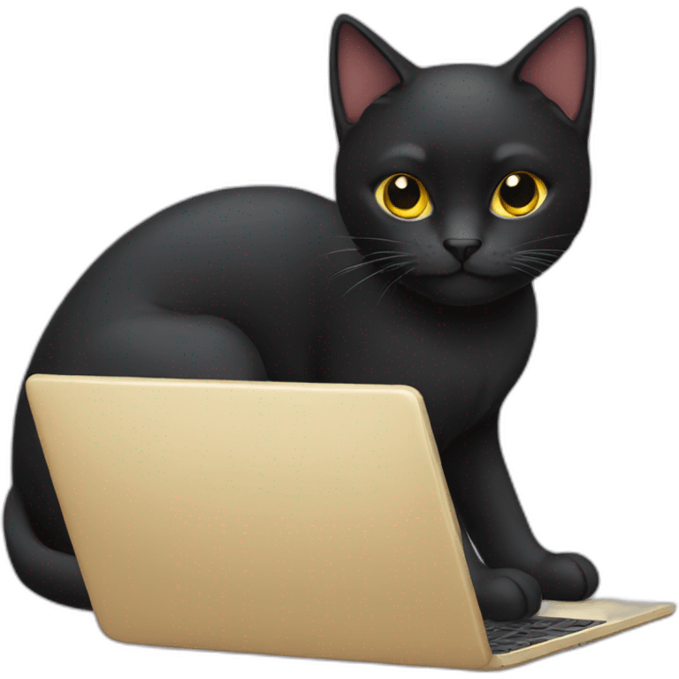 black cat using laptop emoji