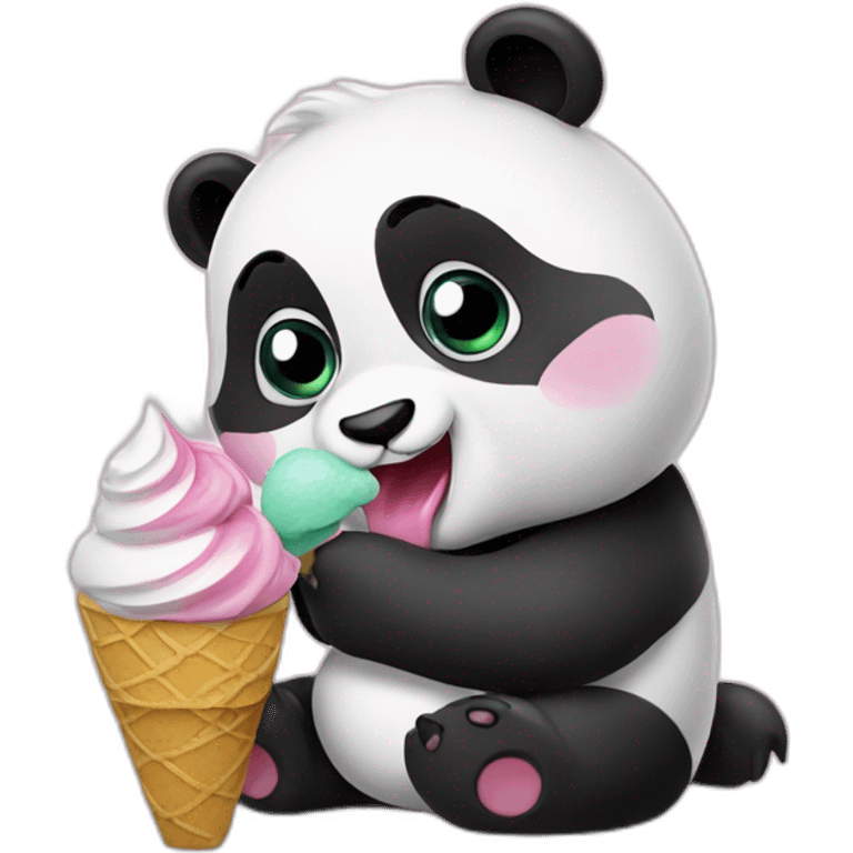 Panda eating ice cream emoji