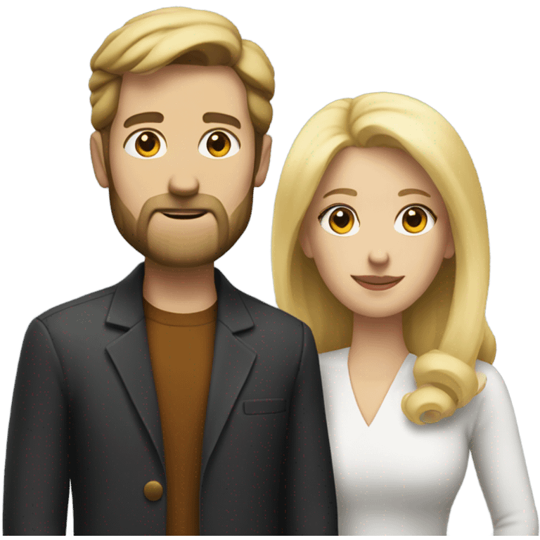 White man dark hair and beard white woman blonde hair  emoji