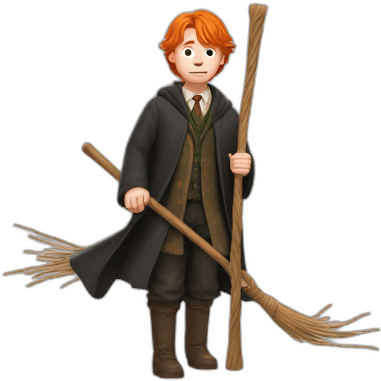 Ron Weasley with broomstick emoji