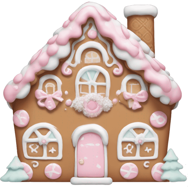 pastel pink and white gingerbread house girly emoji