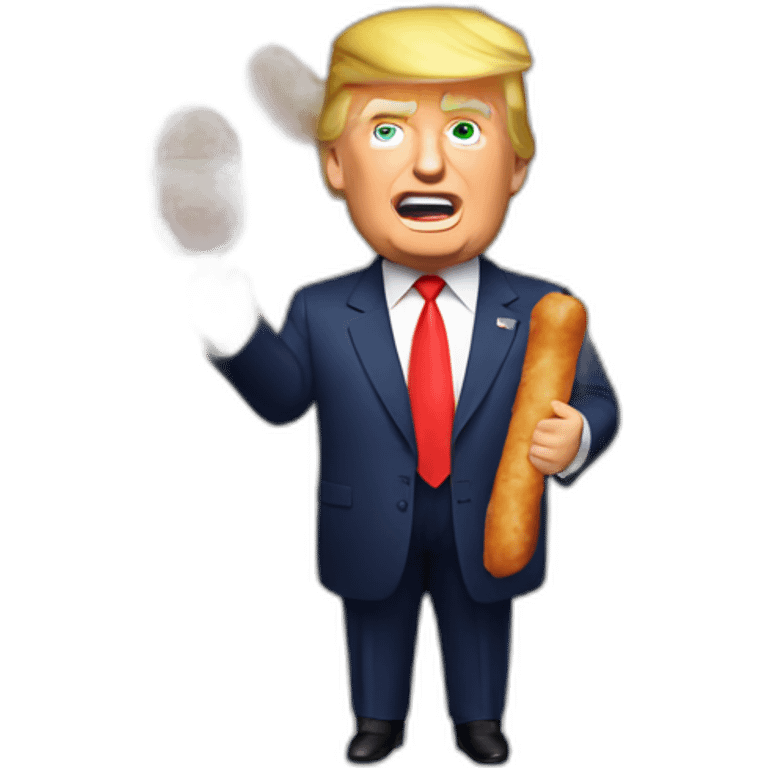 donald trump holding a saussage emoji