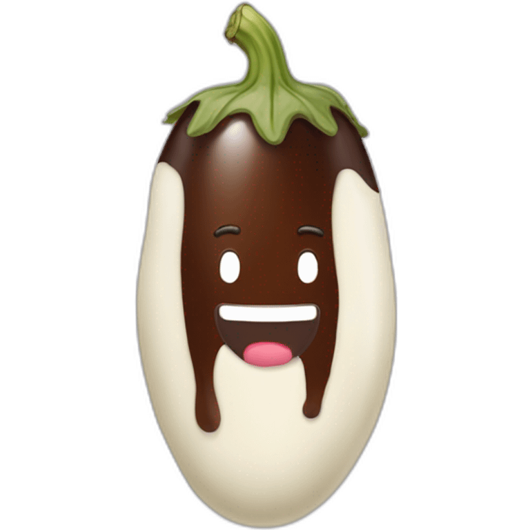 brown eggplant covered in cream emoji