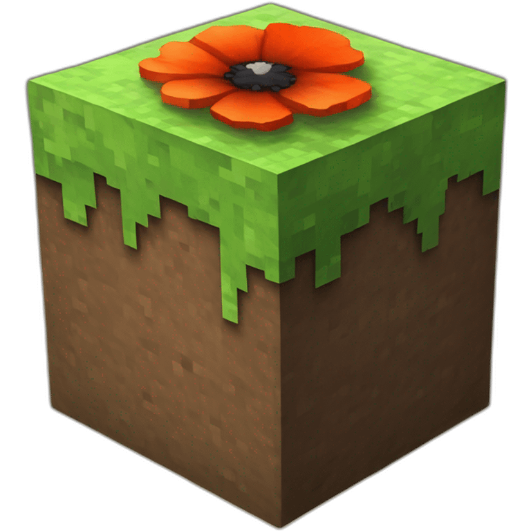 minecraft dirt block met een poppy er boven op emoji