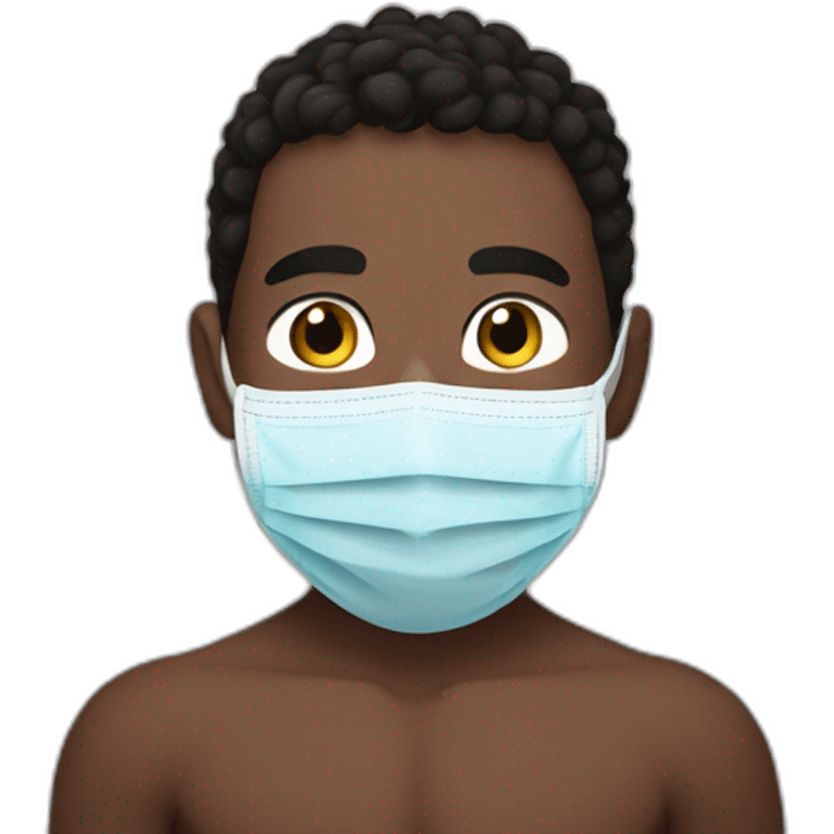 georgian boy wears a face mask shirtless looking to the right emoji