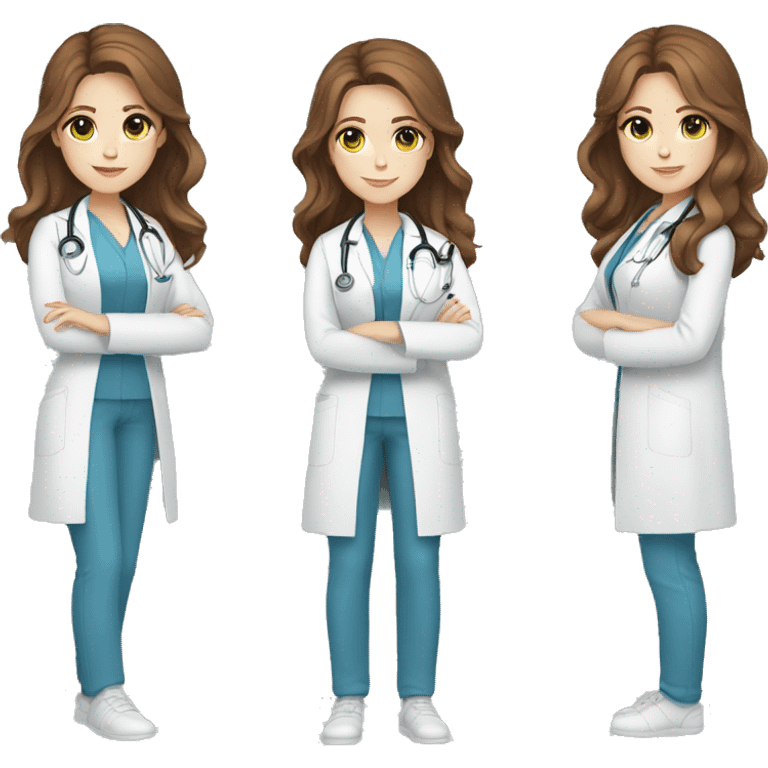 Girl white skin brown hair blue eyes doctor emoji