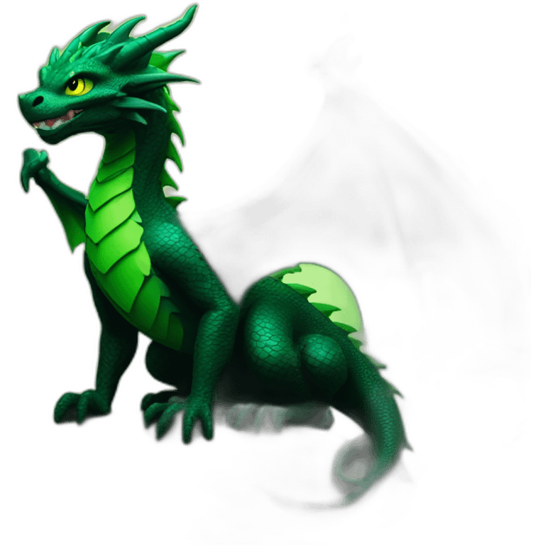 Dragon fantasy black and green in the woods emoji