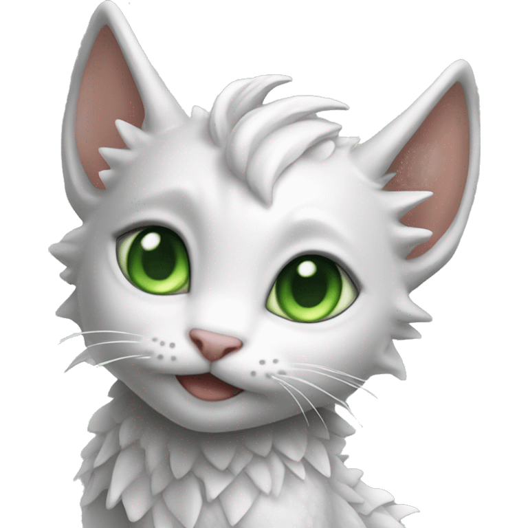 white dragon wings on grey kitten with green eyes emoji