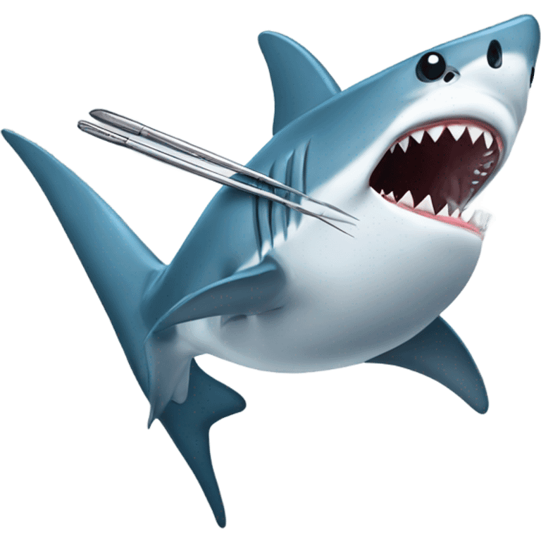 Shark holding tweezers emoji