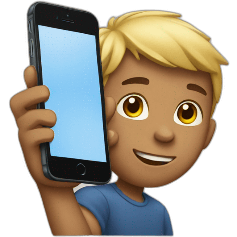 boy using iphone emoji