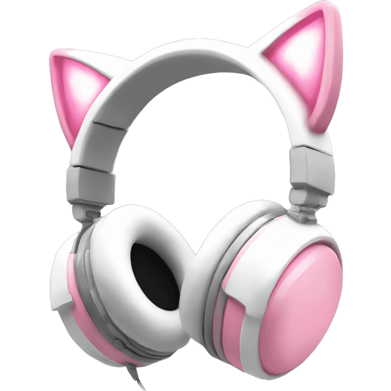 light pink and white cat ear gaming headphones emoji