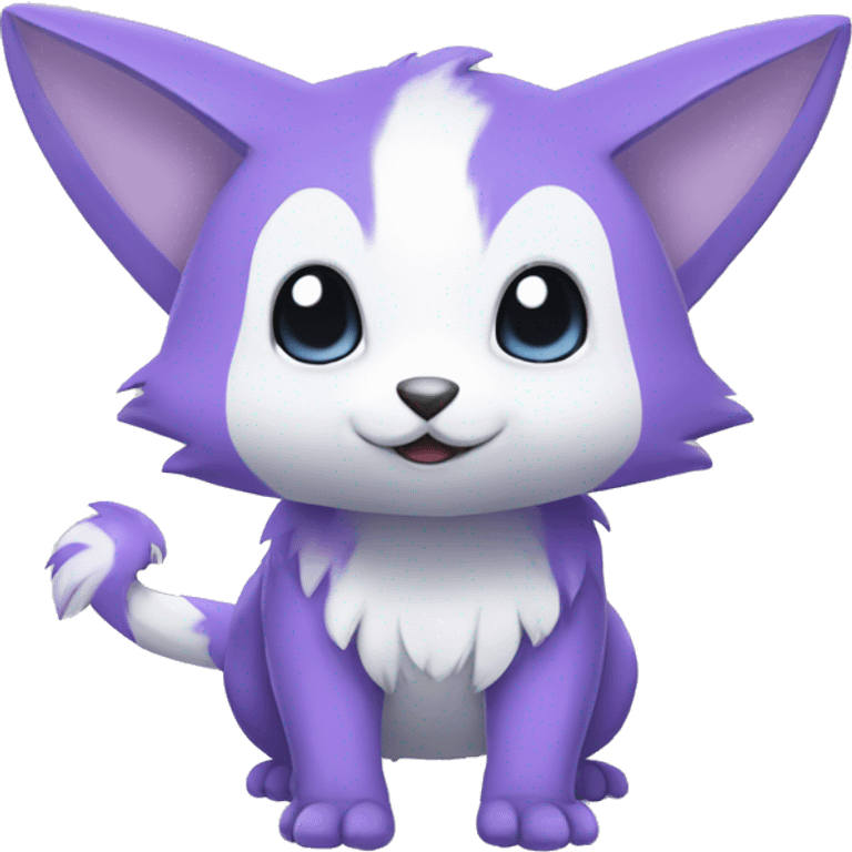 Cute cool purple white blue animal hybrid Fakemon full body emoji