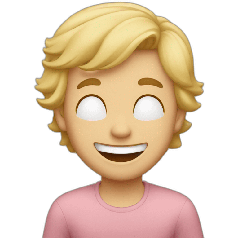 blond brown-eyed man laughing, with four little kids emoji