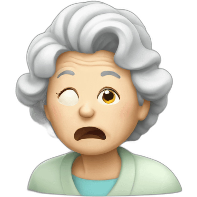 old lady coughing emoji